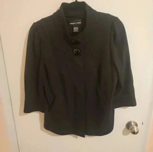 Robert Louis Medium Womens Half Sleeve Black Jacket Pre-owned - Picture 1 of 4